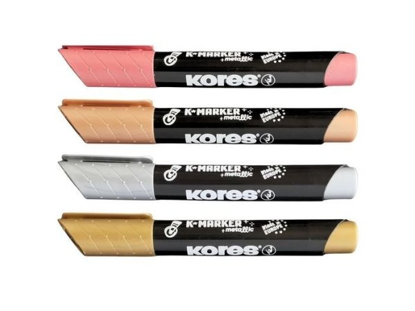 Kores Kreativní akrylový popisovač K-marker Metallic set 4 ks, zlatá, stříbrná, měděná, chromově růžová