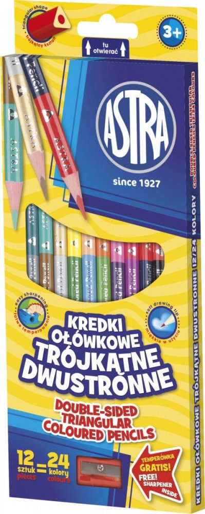 Tužkové nelámavé pastelky trojhranné obojstranné