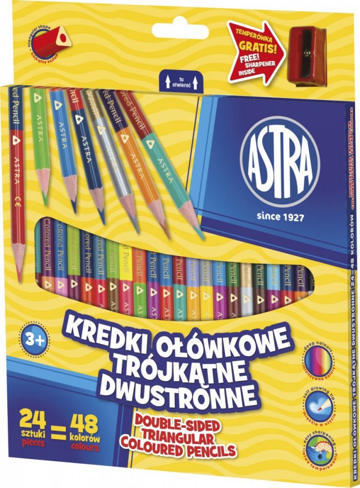 Tužkové nelámavé pastelky trojhranné obojstranné