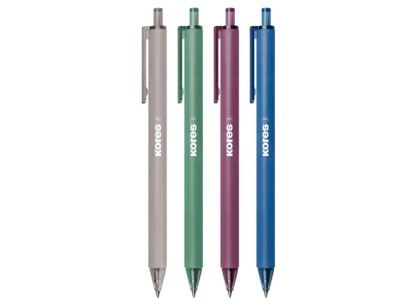Stiskací kuličkové pero Kores Klick Pen Essentials, vintage barvy, modrý inkoust