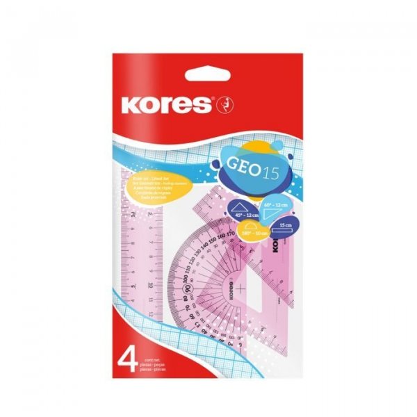 GEO set 15cm, set plastových pravítek, 4 ks v polybagu