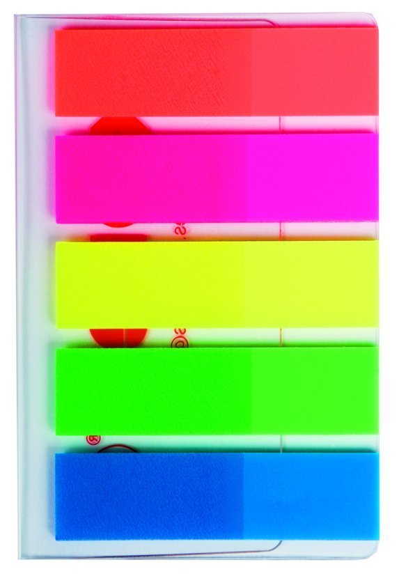 Neónové záložky Index Strips 45x12 mm / 5 farieb / 25 lístkov každá farba