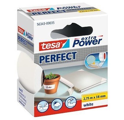 Opravná páska Extra Power Perfect, textilní, odolná, bílá, 2,75m x 38mm