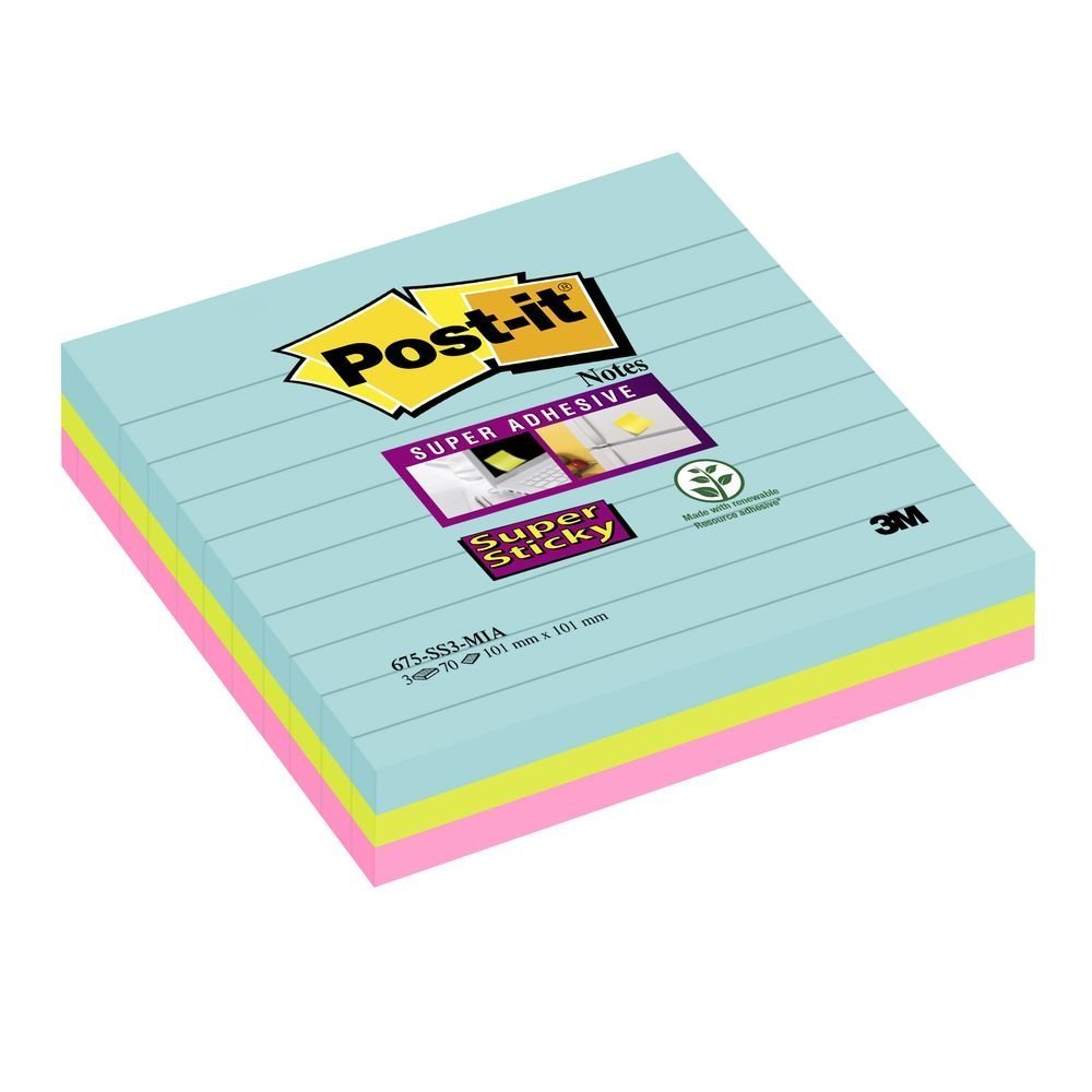 Bloček silno lepiaci Post-it 100x100 3x70l MIAMI