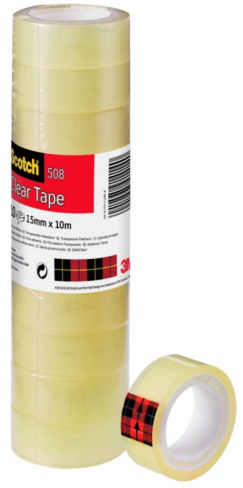 3M Scotch Průhledná páska 508, 15 mm × 10 m, 10 rolí v balení