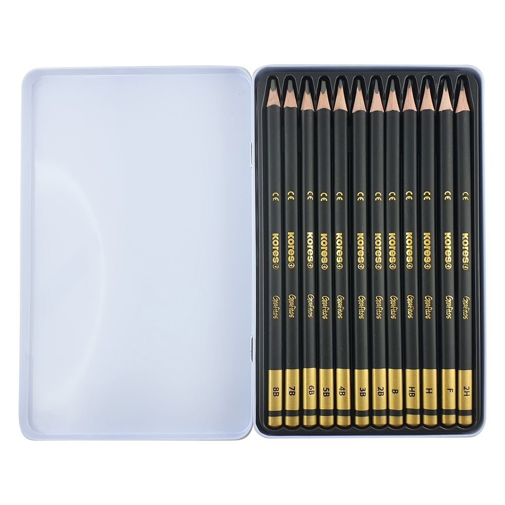 Grafitos set - Trojhranné ceruzky v sade, 12 ceruziek, lakovaný koniec, rôzne tvrdosti