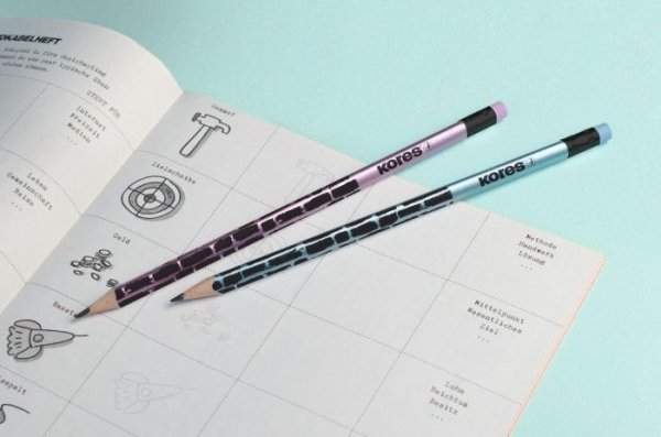 Trojhranná obyč. tužka Cracked Style, 2 = HB, barevná pryž ,mix 6 barev, cena za 1 ks