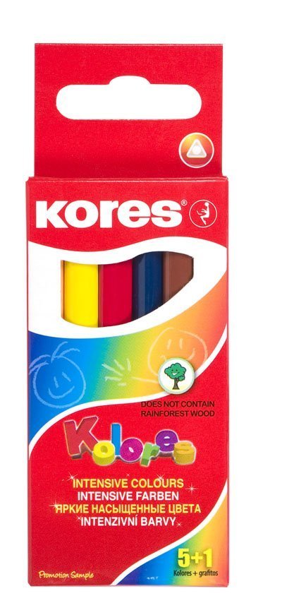 Trojhranné pastelky MINI SET 5+1, 3 mm / 5 farieb + 1x obyčajná ceruzka