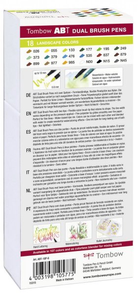 Tombow Sada obojstranných fixiek ABT DUAL BRUSH PEN – Landscape colours, 18 ks