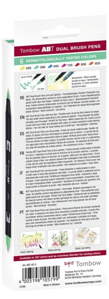Tombow Sada obojstranných fixiek ABT DUAL BRUSH PEN – Dermatologicaly tested, 6 ks