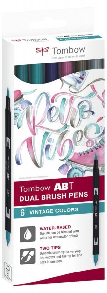 Tombow Sada obojstranných fixiek ABT DUAL BRUSH PEN – Vintage colours, 6 ks