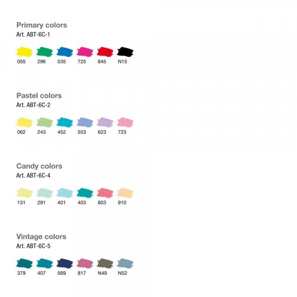 Tombow Sada obojstranných fixiek ABT DUAL BRUSH PEN – Candy colours, 6 ks