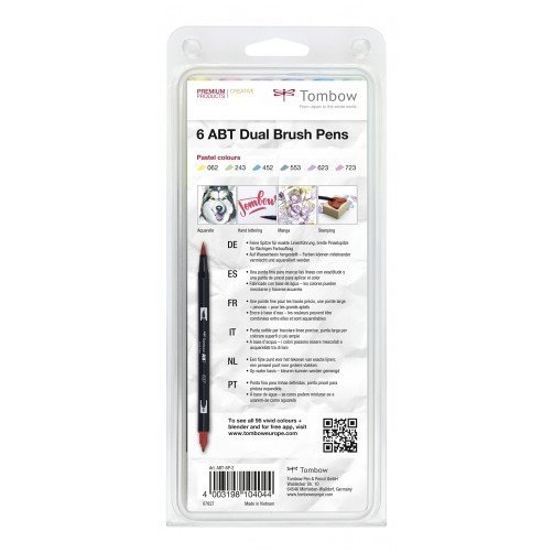 Tombow Sada obojstranných fixiek ABT DUAL BRUSH PEN – Pastels, 6 ks