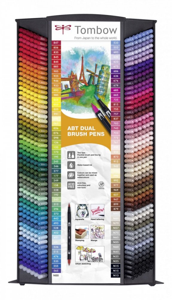 Tombow Sada obojstranných fixiek ABT DUAL BRUSH PEN, 600 ks