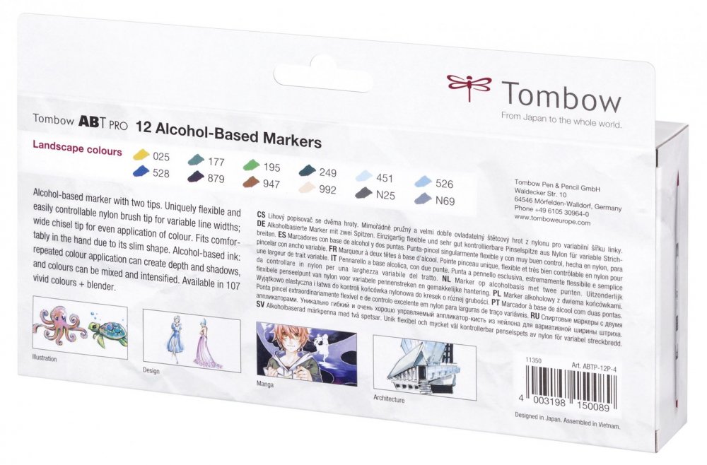 Tombow Sada obojstranných liehových fixiek ABT PRO s dvoma hrotmi – Landscape colors, 12 ks