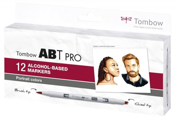 Tombow Sada obojstranných liehových fixiek ABT PRO s dvoma hrotmi – Portrait colors, 12 ks