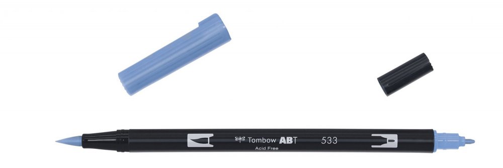 Tombow Obojstranná fixka s dvoma hrotmi DUAL BRUSH PEN, peacock blue