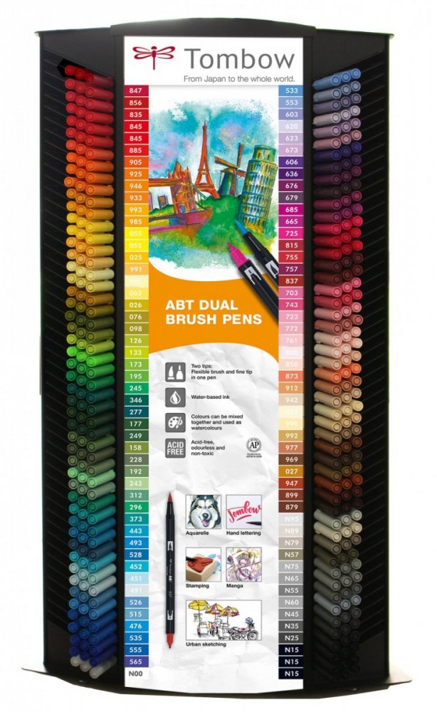 Tombow Sada obojstranných fixiek ABT DUAL BRUSH PEN, 300 ks