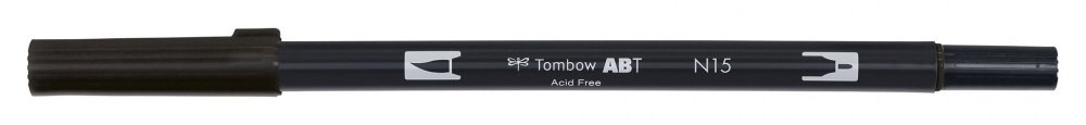 Tombow Obojstranná fixka s dvoma hrotmi DUAL BRUSH PEN, black