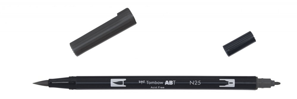 Tombow Obojstranná fixka s dvoma hrotmi DUAL BRUSH PEN, lamp black