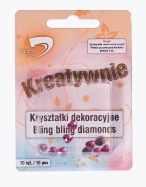 Dekorační diamanty – srdce – růžová 10ks