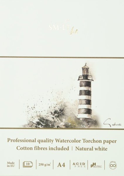 SMLT art Blok professional akvarel Torchon, A4, 10 listů, 250g/m2