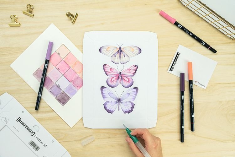 Tombow Sada Watercoloring Canvas Set Elegant Butterflies