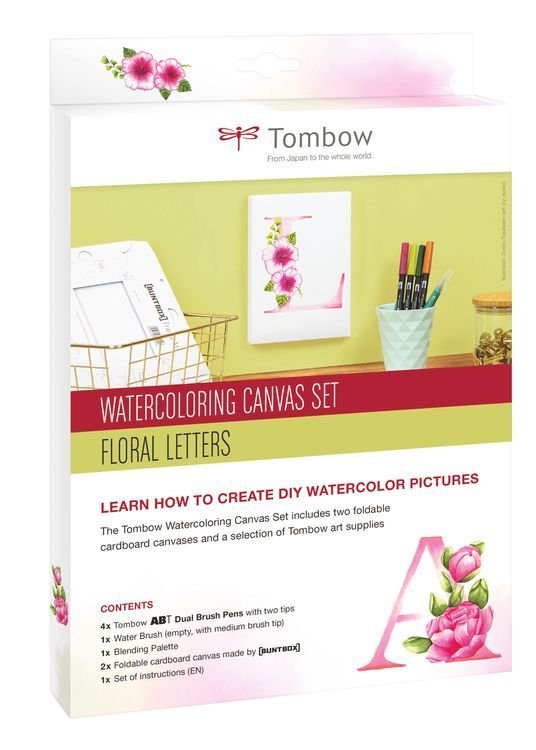 Tombow Sada Watercoloring Canvas Set Floral Letters