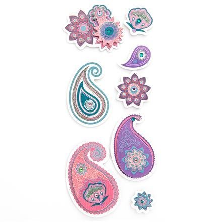 Brokátové 3D samolepky – orientální vzory, 8 ks – fialová