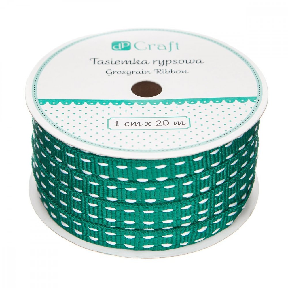 Textilní stuha 1cmx20m, prošívaná zelená