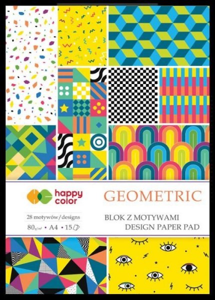 Happy Color Sada barevných papírů s motivy A4, Geometric