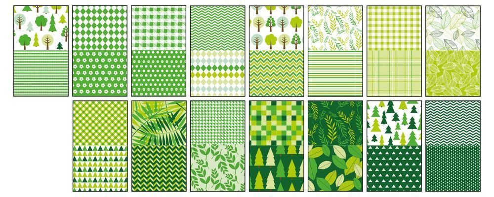 Blok so vzorovanými papiermi GREEN, 80g/m2, A4, 15 listov, 30 vzorov