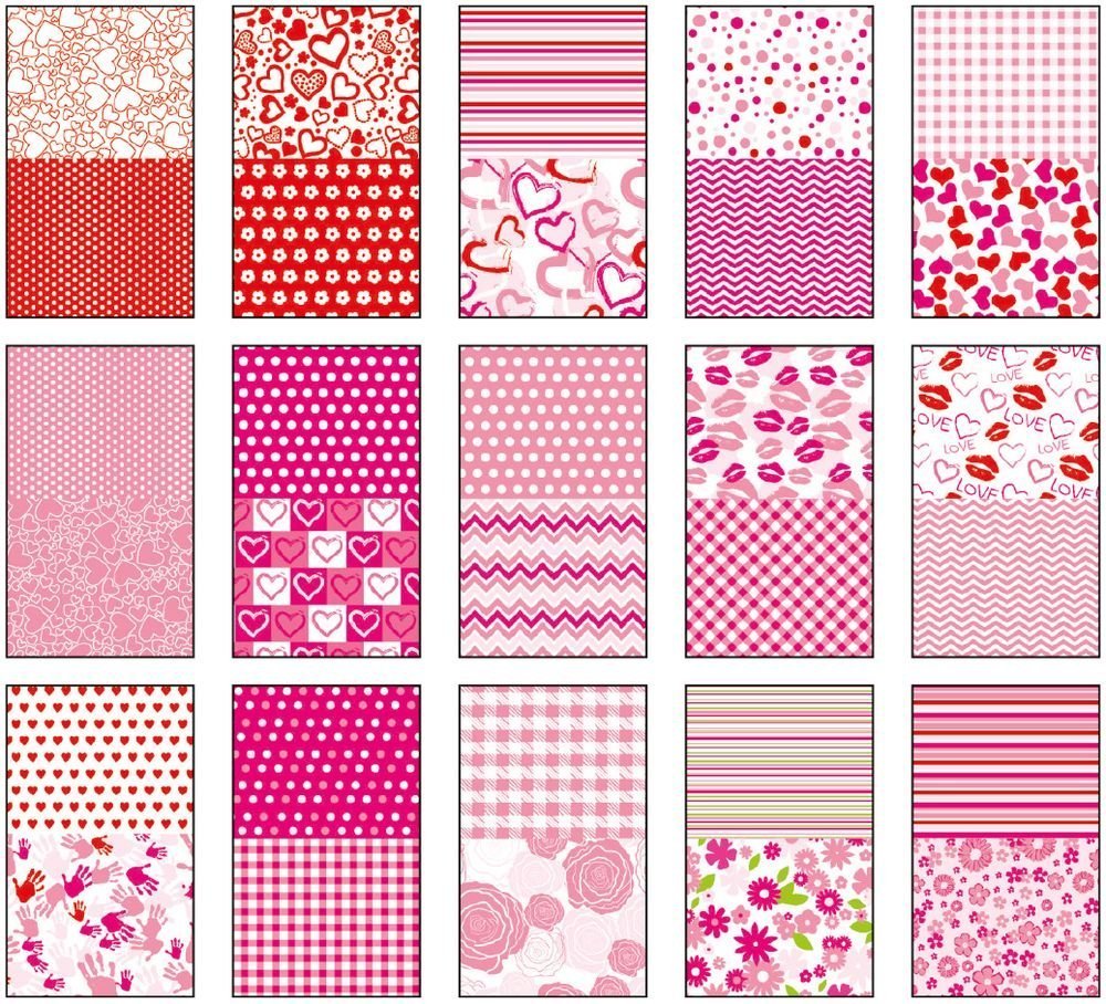 Blok so vzorovanými papiermi LOVE, 80g/m2, A4, 15 listov, 30 vzorov