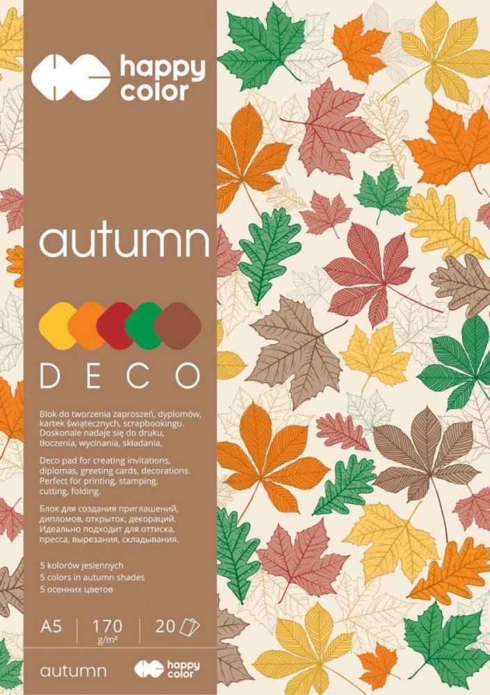 Blok Deco Autumn 170 g/m2, A5, 20 listov, 5 farieb