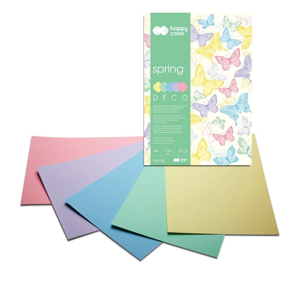 Blok Deco Spring A4, 170g, 20 listov, 5 farieb