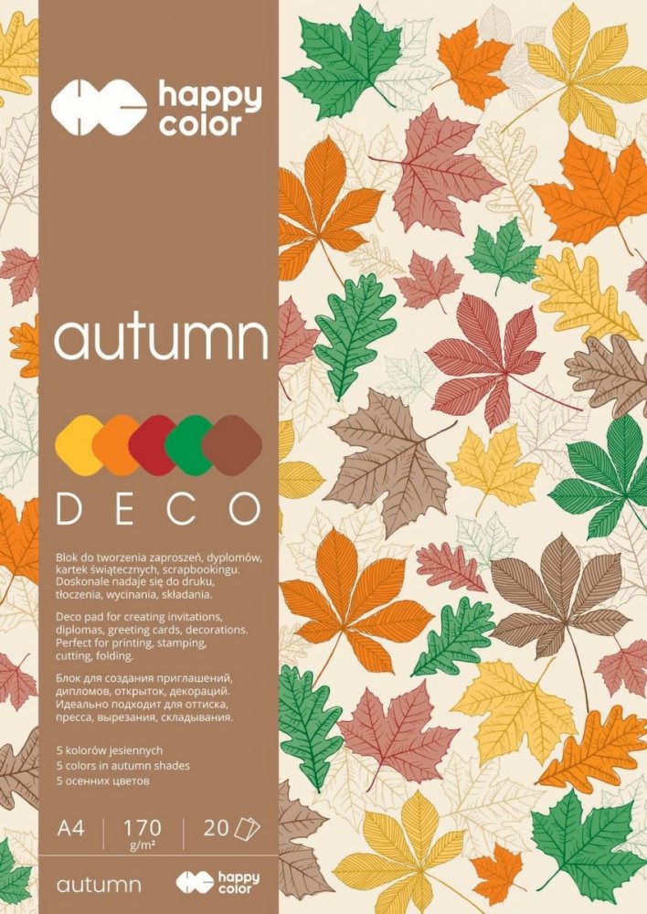 Blok Deco Autumn 170 g/m2, A4, 20 listov, 5 farieb