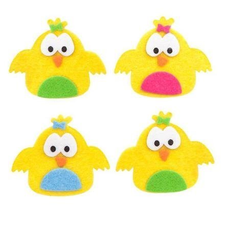 Filcové 3D samolepky – kuřátka, 12 ks