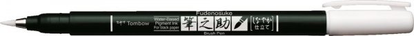 Tombow Brush Pen Fudenosuke pastel na čierny papier, white