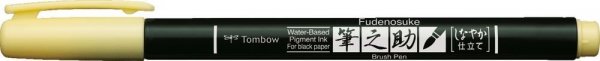 Tombow Brush Pen Fudenosuke pastel na čierny papier, pale yellow