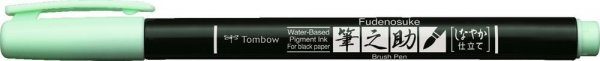 Tombow Brush Pen Fudenosuke pastel na čierny papier, light green