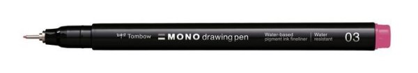 Tombow Fineliner MONO drawing pen, šířka stopy 03 (cca 0.35 mm), růžová