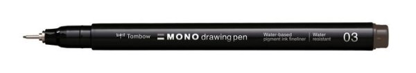 Tombow Fineliner MONO drawing pen, šířka stopy 03 (cca 0.35 mm), hnědá
