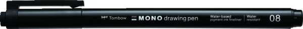 Tombow Fineliner MONO drawing pen, šírka stopy: 08 (cca 0,6 mm), čierne