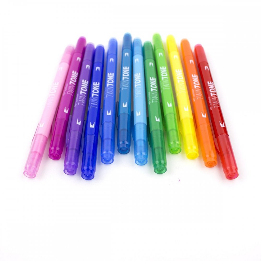 Tombow Popisovač TwinTone, 12 ks, farby dúhy