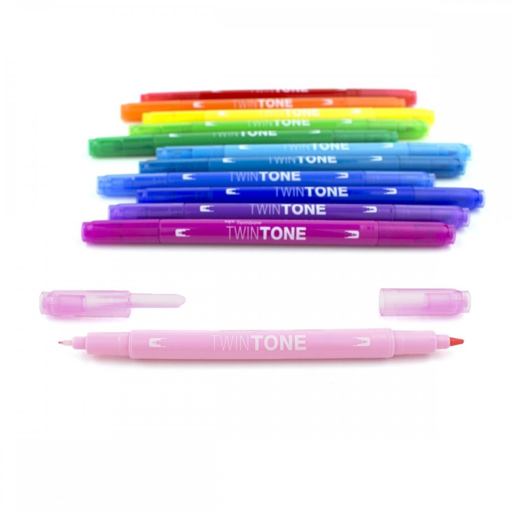 Tombow Popisovač TwinTone, 12 ks, farby dúhy