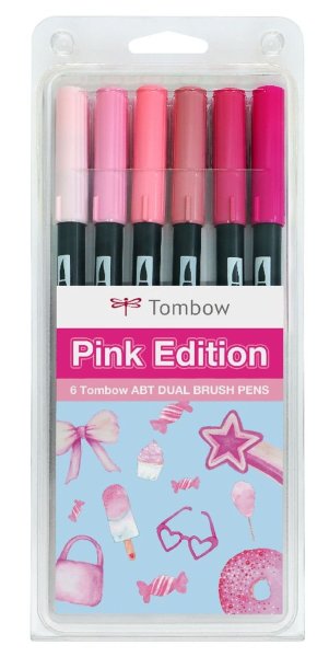 Tombow sada oboustranných fixů 6ks – PINK (limitovaná edice)