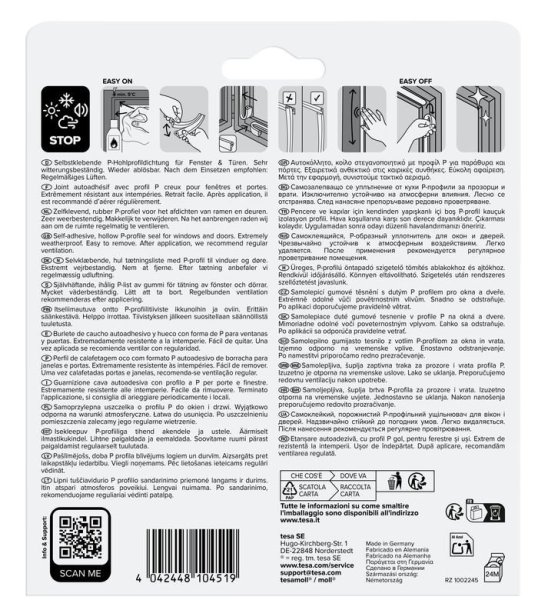 tesa® IZOLAČNÍ Samolepicí gumové těsnění – profil P, hnědá, 6m