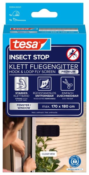 Síť proti hmyzu COMFORT, na okno, antracitová, 1,7m x 1,8m