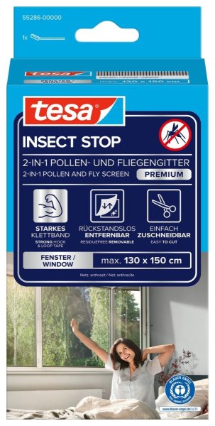 Síť proti pylu do okna, 1,3m x 1,5m, antracitová