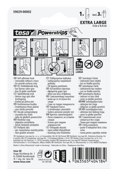tesa® Háček Powerstrips XL obdélníkový Bílý, samolepicí, odnímatelný
